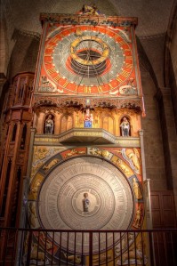 Horologium mirabile in Lund. Ann astronomical clock showing time as well as lunar phases and the zodiac. It also gives the date of easter Sunday and Pentecote. 